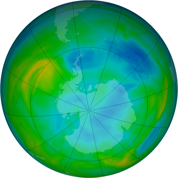 Antarctic ozone map for 25 May 1982